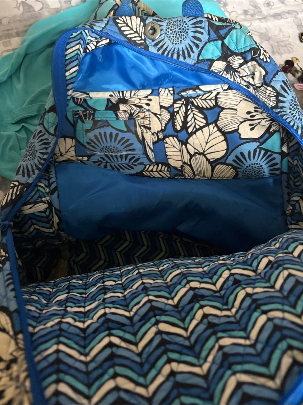 Vera Bradley Blue Floral Quilted Backpack
